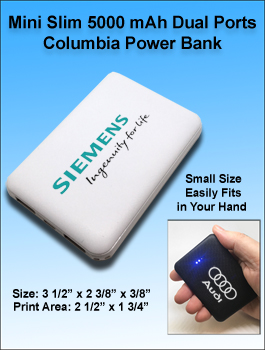 Mini Slim 5000 mAh Dual Ports Columbia Power Bank